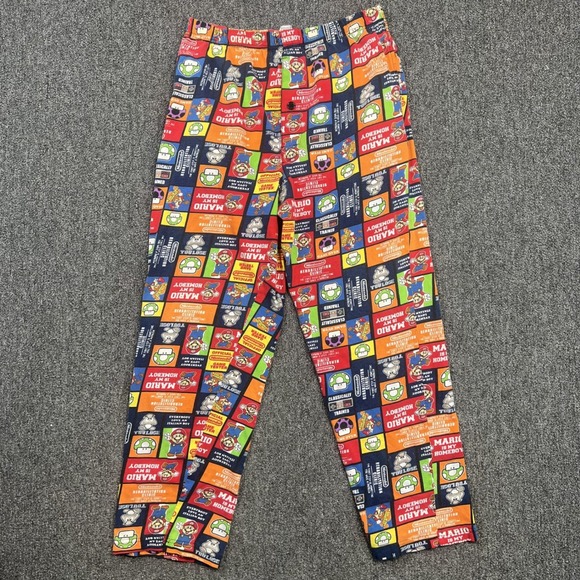 Nintendo Retro Super Mario Pajama Pants Small Multi All Over Print Cotton Gamer — photo 2